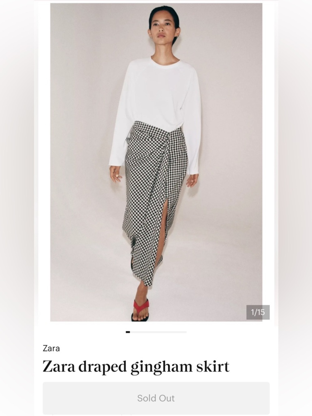NWT new with tags Zara draped gingham skirt size L Large